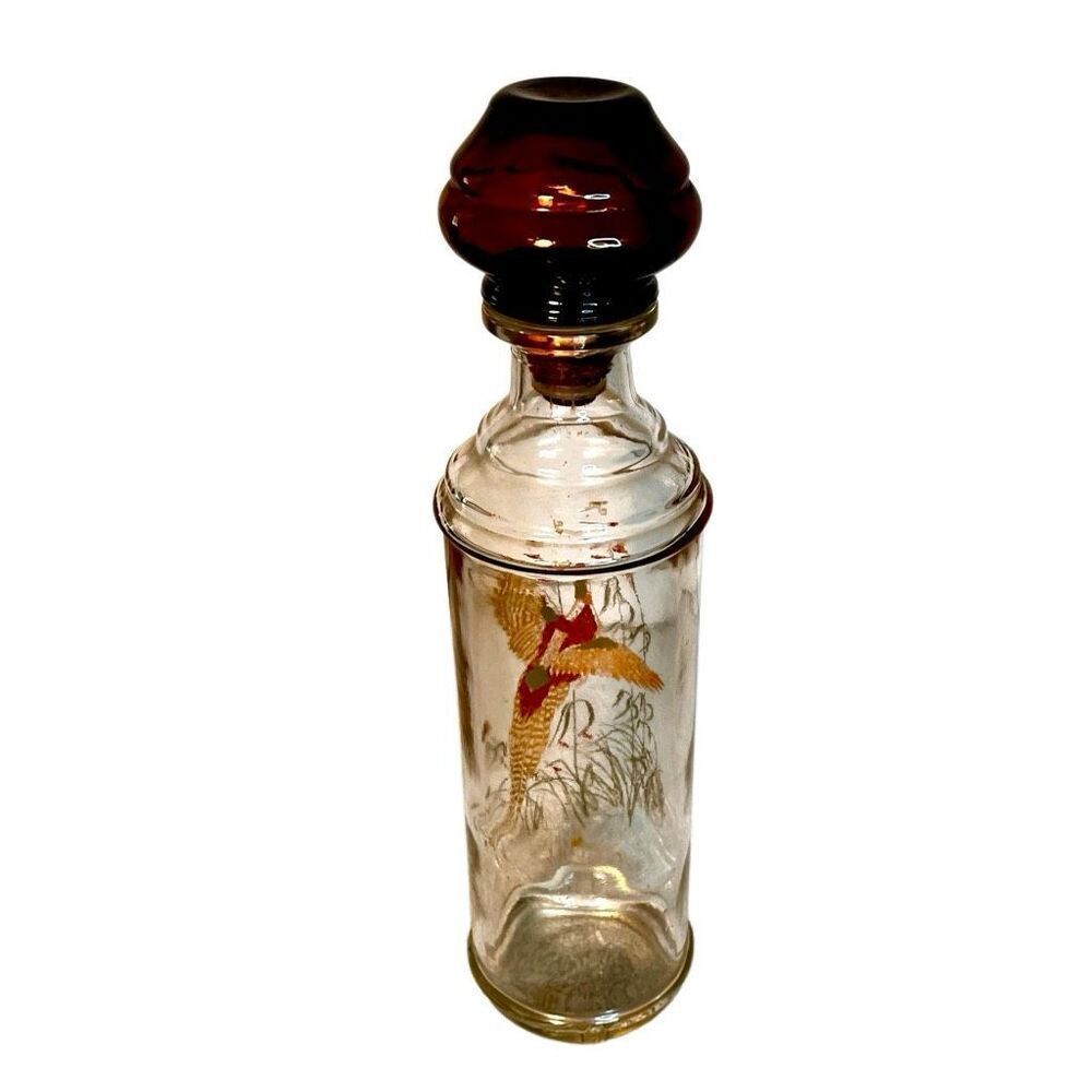 Vintage Old Fitzgerald Prime Wildlife Decanter Featuring A Pheasant Design